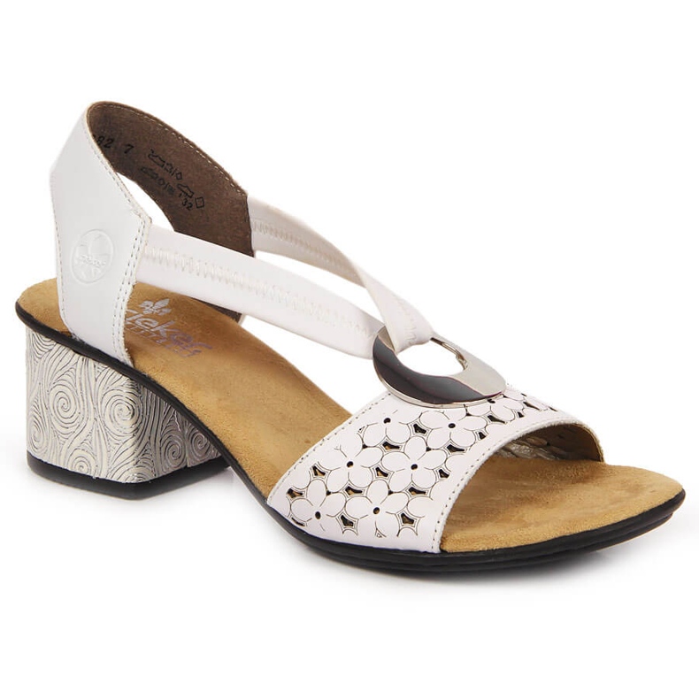 Sandales pour femmes en cuir avec caoutchouc blanc Rieker 64677 blanche