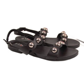 S.Barski Sandales noires pour femmes avec rivets par S. Barski