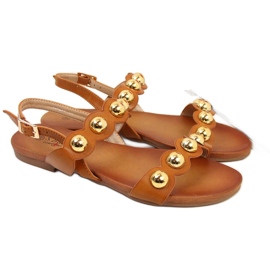 S.Barski Sandales plates pour femme camel S. Barski brun