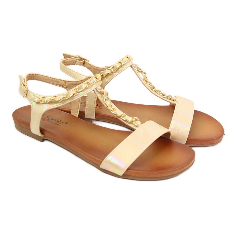 S.Barski Sandales pour femmes avec une chaîne holo beige S. Bararski