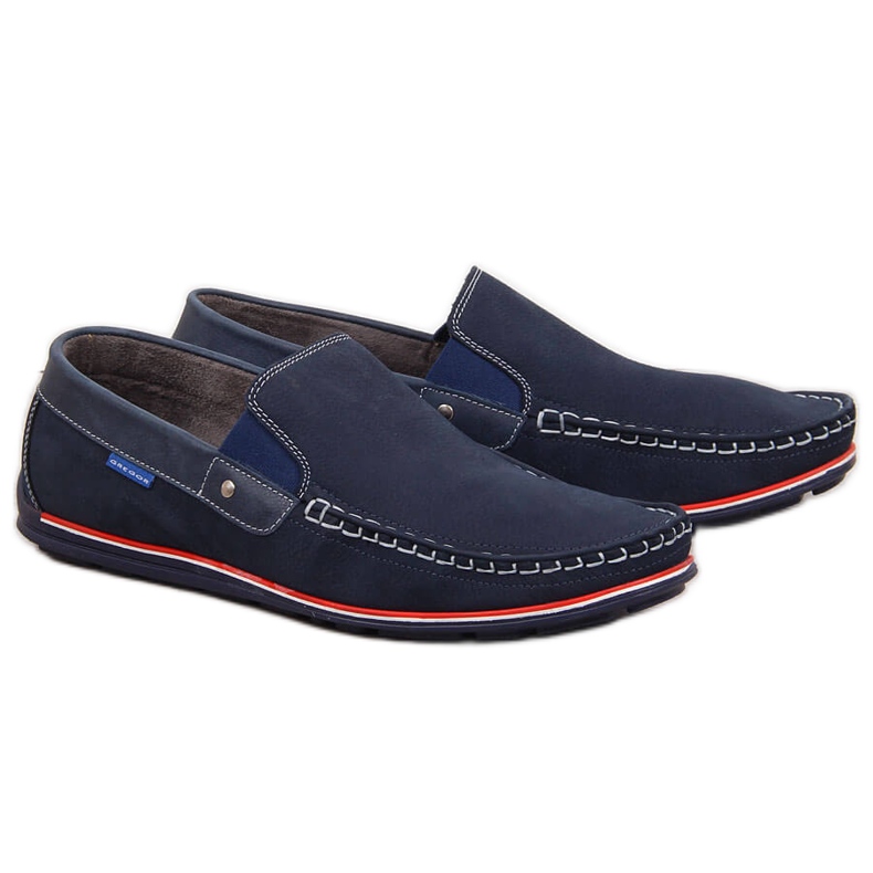 Mocassins homme en cuir à enfiler bleu marine Gregor