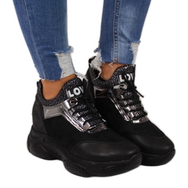 Baskets femme à talon compensé noir Navy Dot le noir