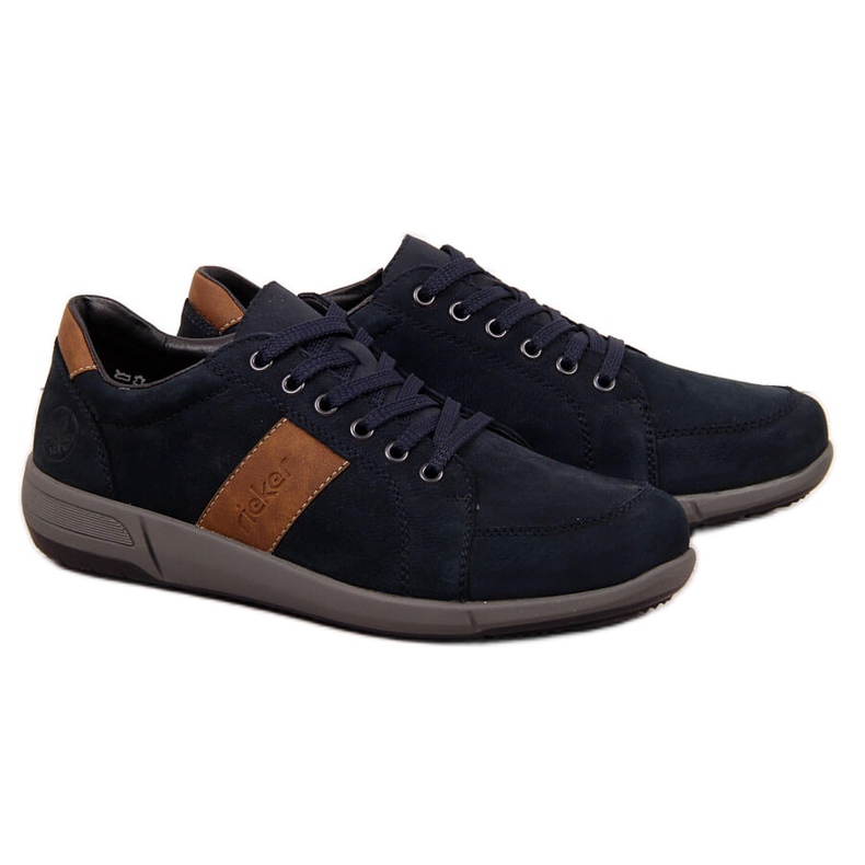 Chaussures décontractées en cuir pour hommes, bleu marine Rieker B0910-14 Chaussures décontractées en cuir pour hommes, bleu marine Rieker B0910-14