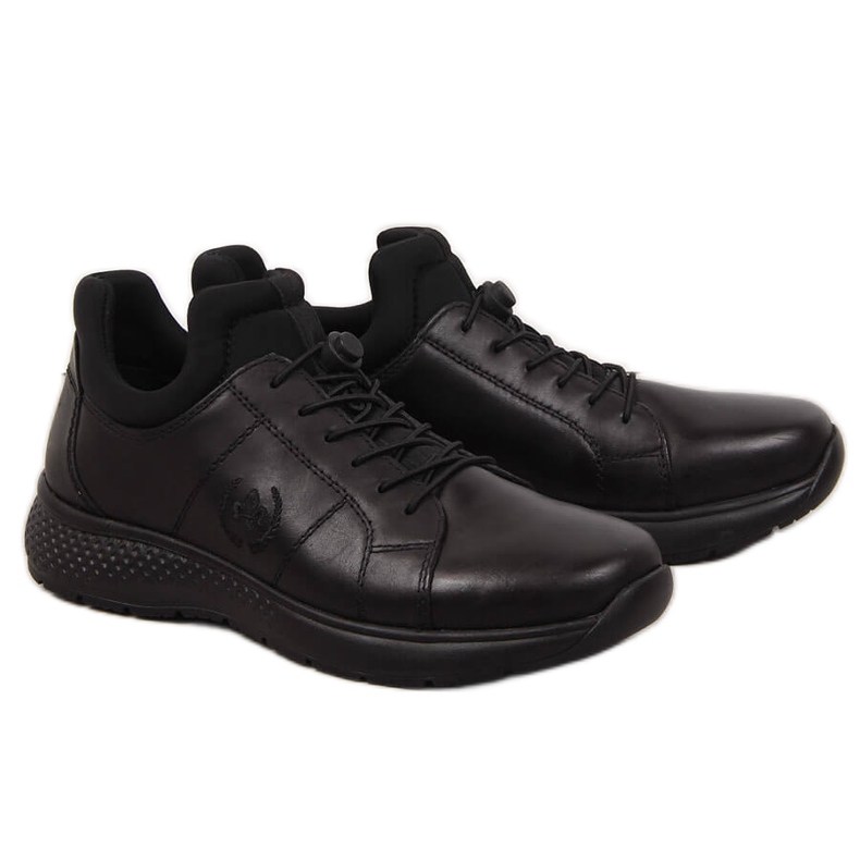 Chaussures casual homme en cuir noir Rieker B7694-00 le noir