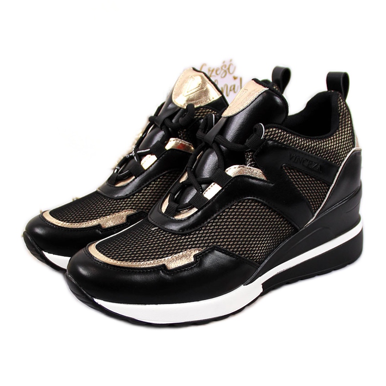 Baskets compensées noires femme Vinceza le noir d'or Baskets compensées noires femme Vinceza le noir d'or