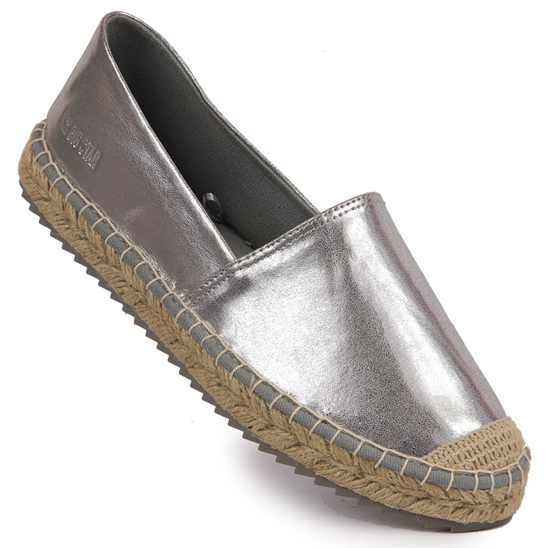 Espadrilles argentées en cuir écologique pour femmes Big Star HH274504