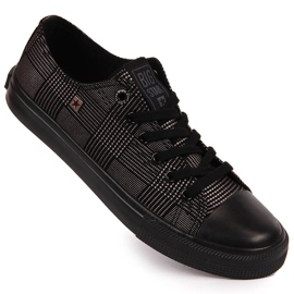 Black Big Star JJ274100 baskets basses noires à carreaux en textile