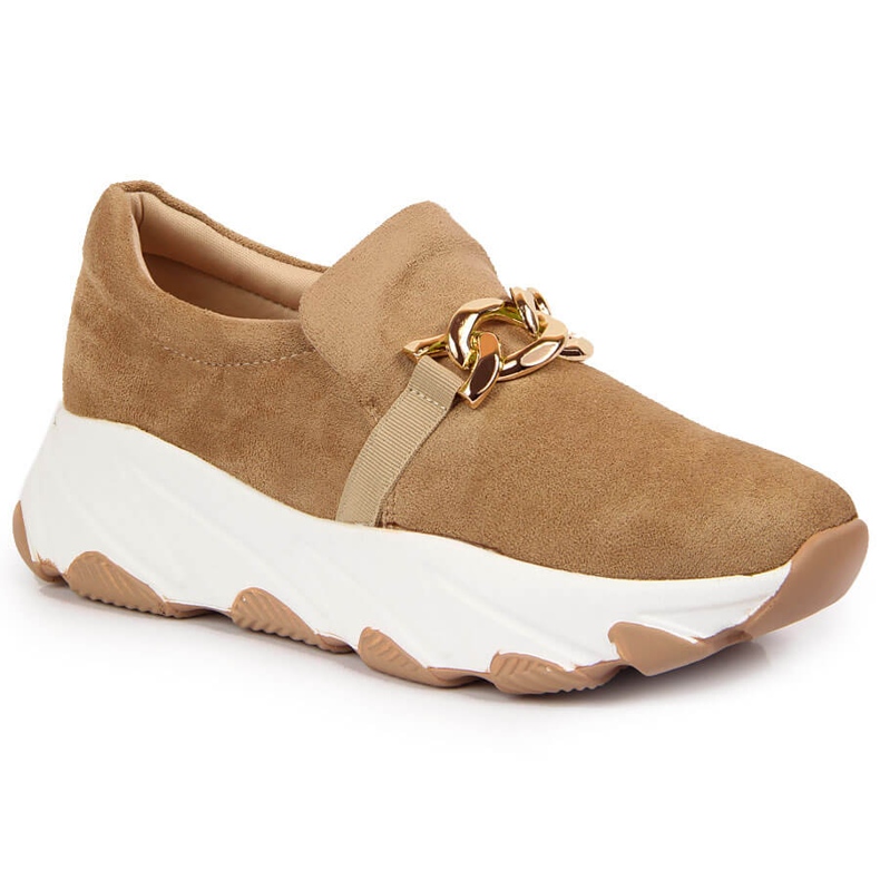 Chaussures femme avec chaîne slip on beige Potocki