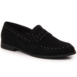 Chaussures femme en daim avec rivets noir Laura La.Fi le noir