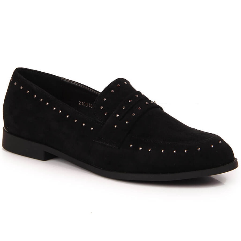 Chaussures femme en daim avec rivets noir Laura La.Fi le noir