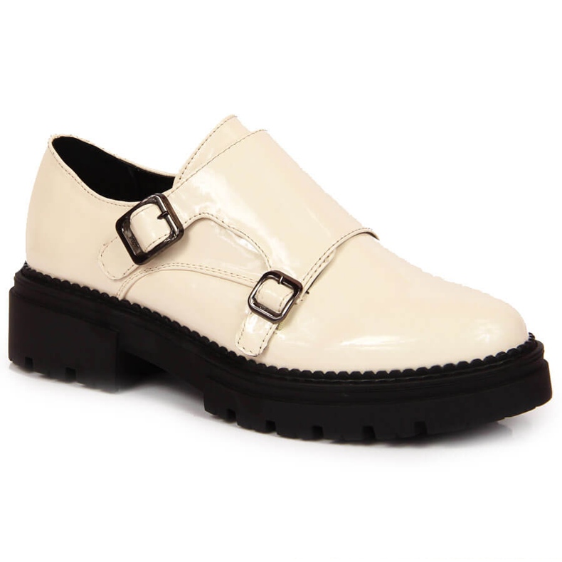 Chaussures plateforme laquées beige Laura La.Fi