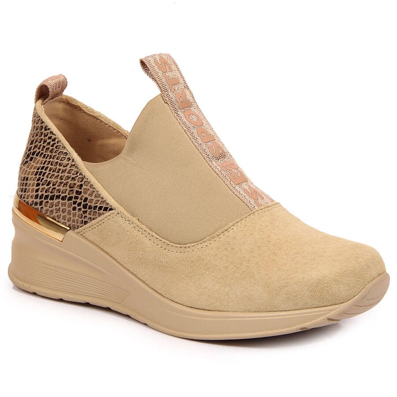 Chaussures en cuir pour femmes sur un coin Filippo beige
