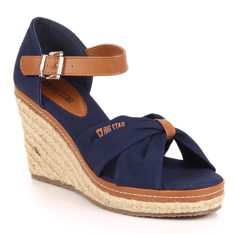 Sandales espadrilles à semelles compensées bleu marine Big Star JJ274938