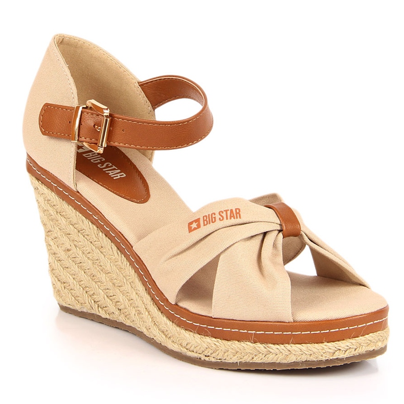 Sandales espadrilles sur un coin beige Big Star JJ274939
