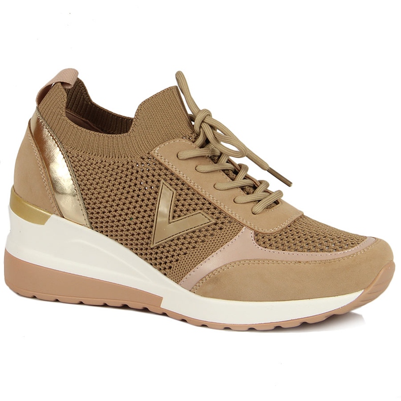 Chaussures à lacets pour femmes, beige Vinceza