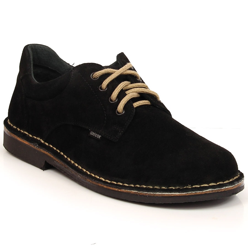 Chaussures en cuir, daim pour homme, noir Gregor 1108 le noir