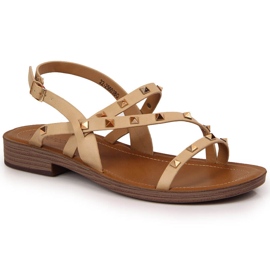 Sandales romaines femme Potocki beiges à clous