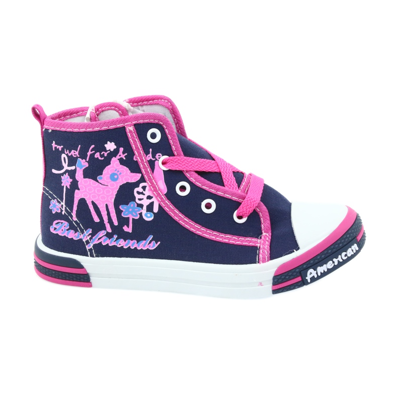 American Club Baskets américaines TEN13 bleu marine avec fermeture éclair rose American Club Baskets américaines TEN13 bleu marine avec fermeture éclair rose