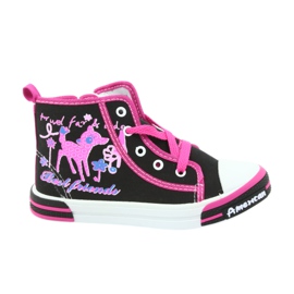 American Club Baskets noires chaussures pour enfants avec une fermeture éclair américaine TEN13 bleu rose