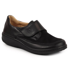 Chaussures femme en cuir avec velcro noir Helios 395 le noir