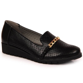 Chaussures femme ajourées avec chaîne, noir Jezzi