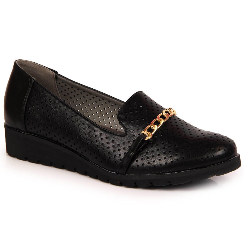 Chaussures femme ajourées avec chaîne, noir Jezzi le noir