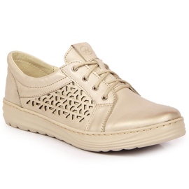 Chaussures femme en cuir confortables, dorées Helios 375