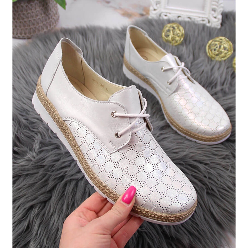 Chaussures confortables en cuir pour femmes, argentées Helios 401