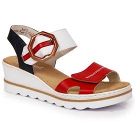 Sandales compensées femme Rieker 67476-33 blanc noir rouge multicolore