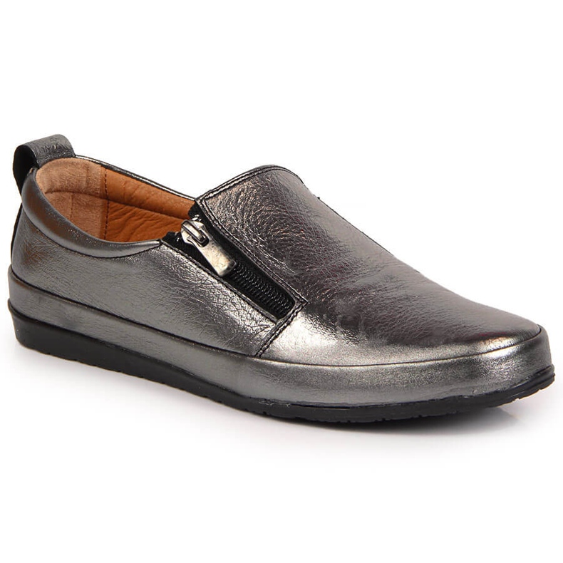 T.Sokolski Chaussures femme en cuir avec fermeture éclair, argent T. Sokolski