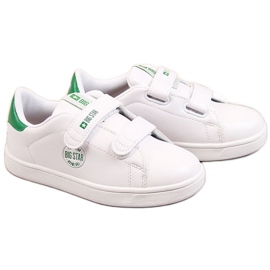 Baskets enfant en cuir écologique velcro blanc Big Star DD374029