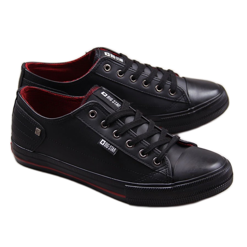 Baskets homme en cuir écologique noir Big Star DD174259 le noir