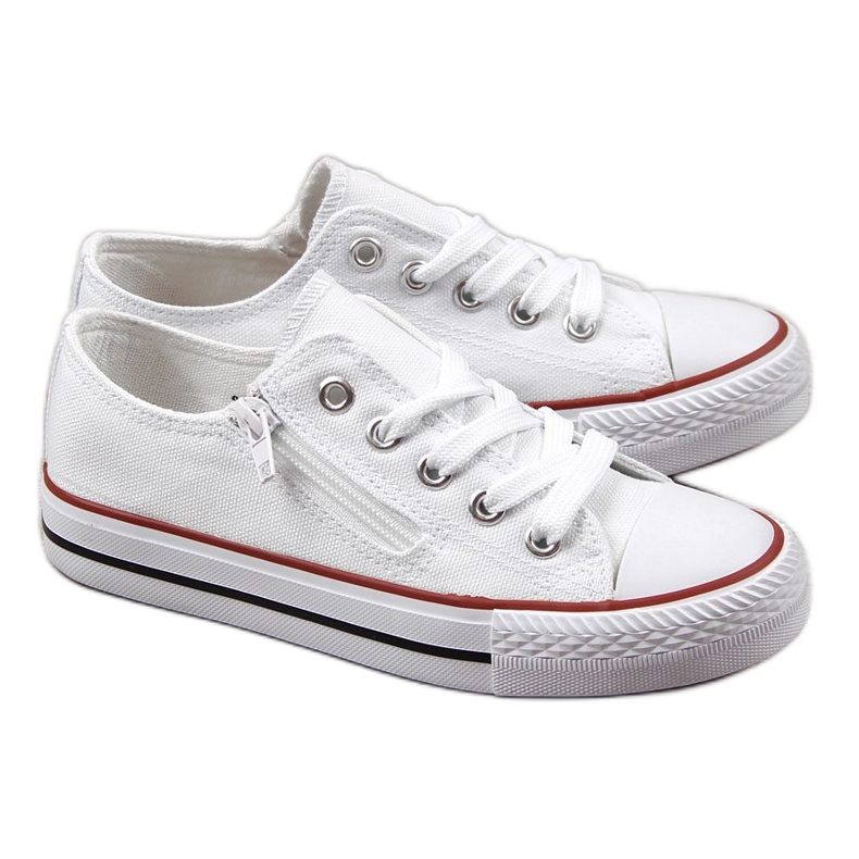 Baskets basses pour enfants avec fermeture éclair, blanches NEWS