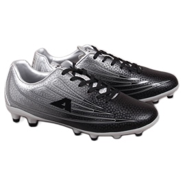 Chaussures de soccer pour hommes American Club noires et argentées noir argent