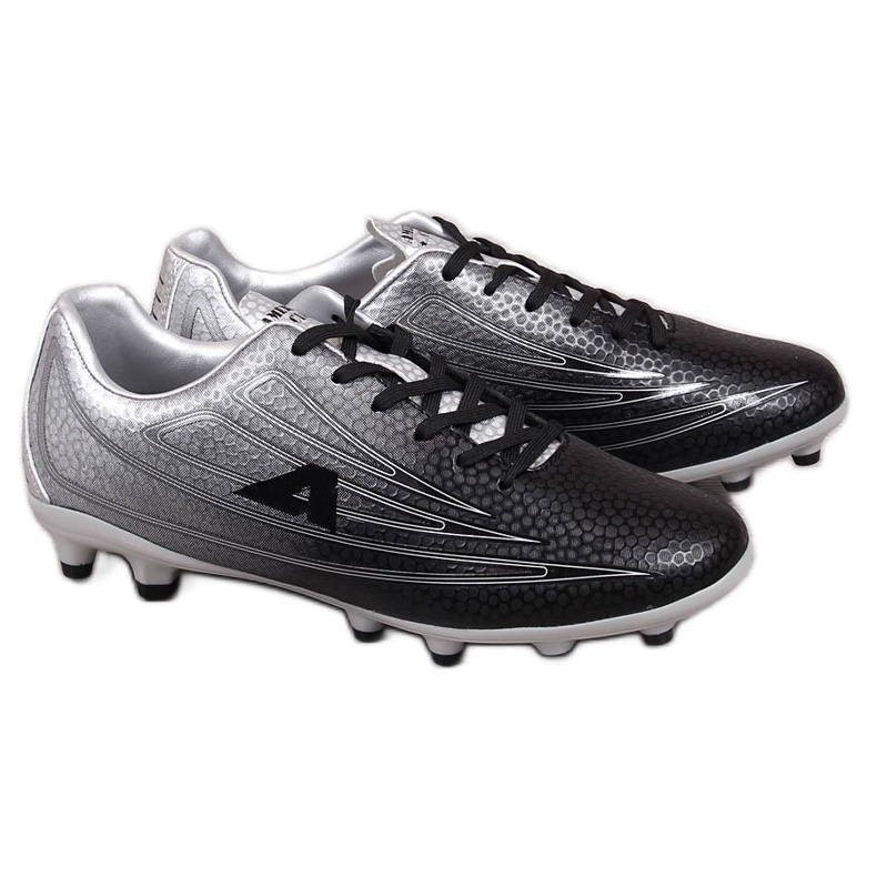 Chaussures de soccer pour hommes American Club noires et argentées noir argent