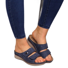 Chaussons velcro eVento bleu marine confortables pour femme Chaussons velcro eVento bleu marine confortables pour femme