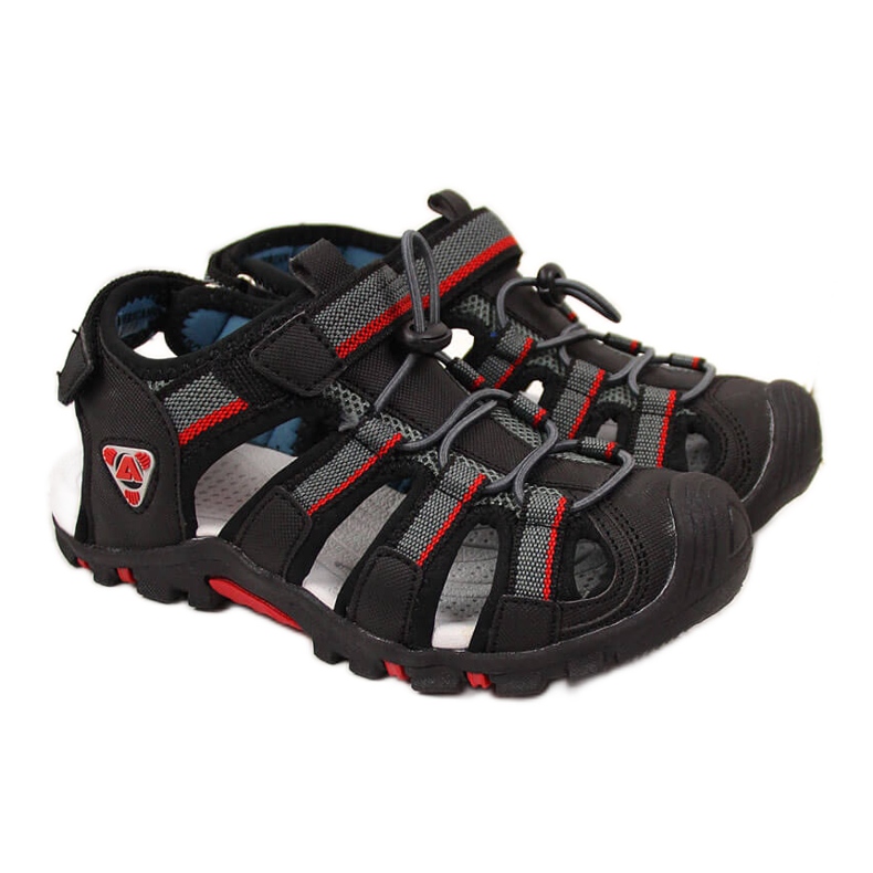 Sandales pour garçons avec velcro noir American Club le noir