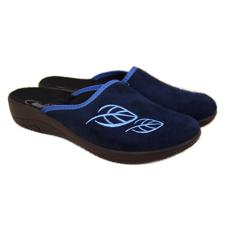 Chaussons maison femme bleu marine avec feuilles de Befado Chaussons maison femme bleu marine avec feuilles de Befado