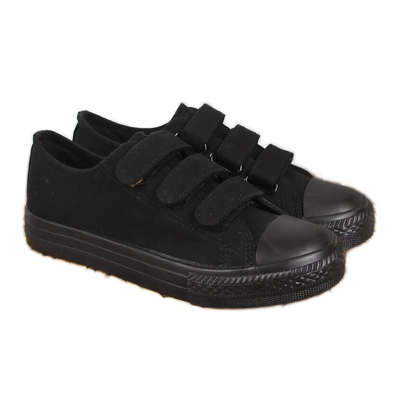Baskets basses noires pour enfant Atletico avec fermetures velcro le noir