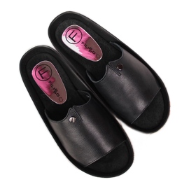 Chaussons femme en cuir noir plate-forme Filippo