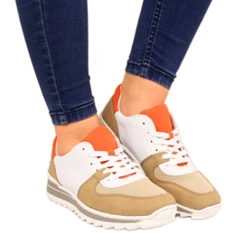 Chaussures de sport femme blanc et beige Rieker M6910