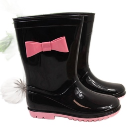 Galoches pour filles du Black American Club avec un arc le noir Galoches pour filles du Black American Club avec un arc le noir