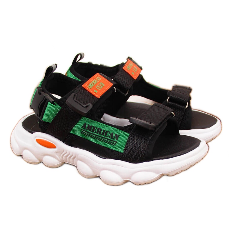 Sandales noires pour garçon American Club avec velcro le noir vert