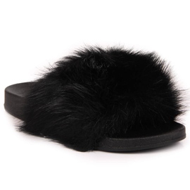 Chaussons femme Jezzi noirs avec fourrure