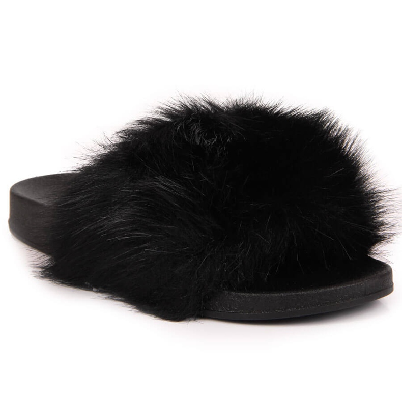 Chaussons femme Jezzi noirs avec fourrure le noir