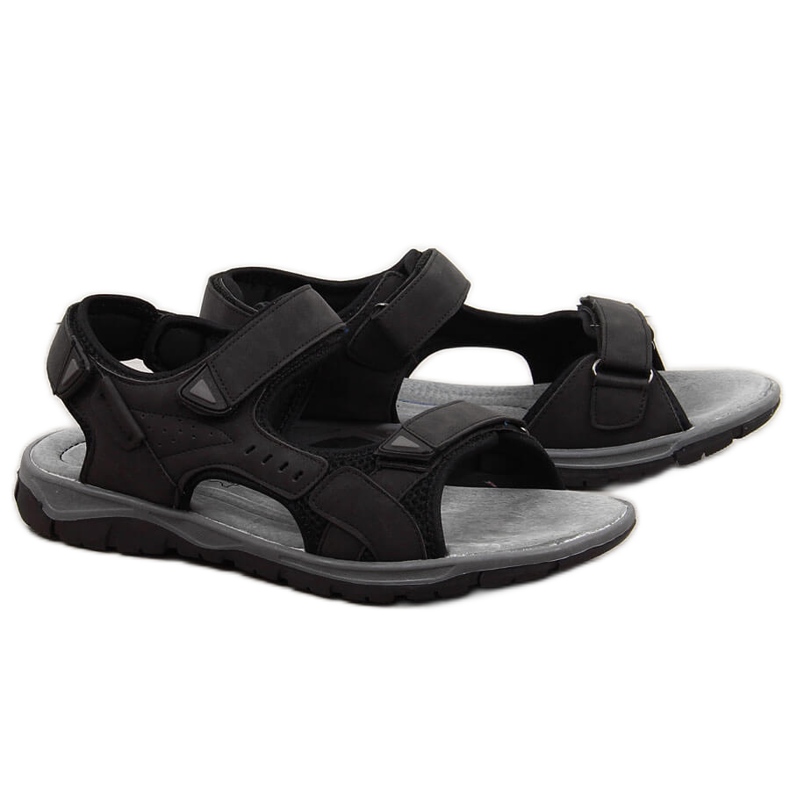 Sandales de sport pour hommes American Club noires avec velcro le noir