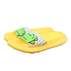 Chaussons en mousse pour enfants en mousse jaune Befado avec un alligator