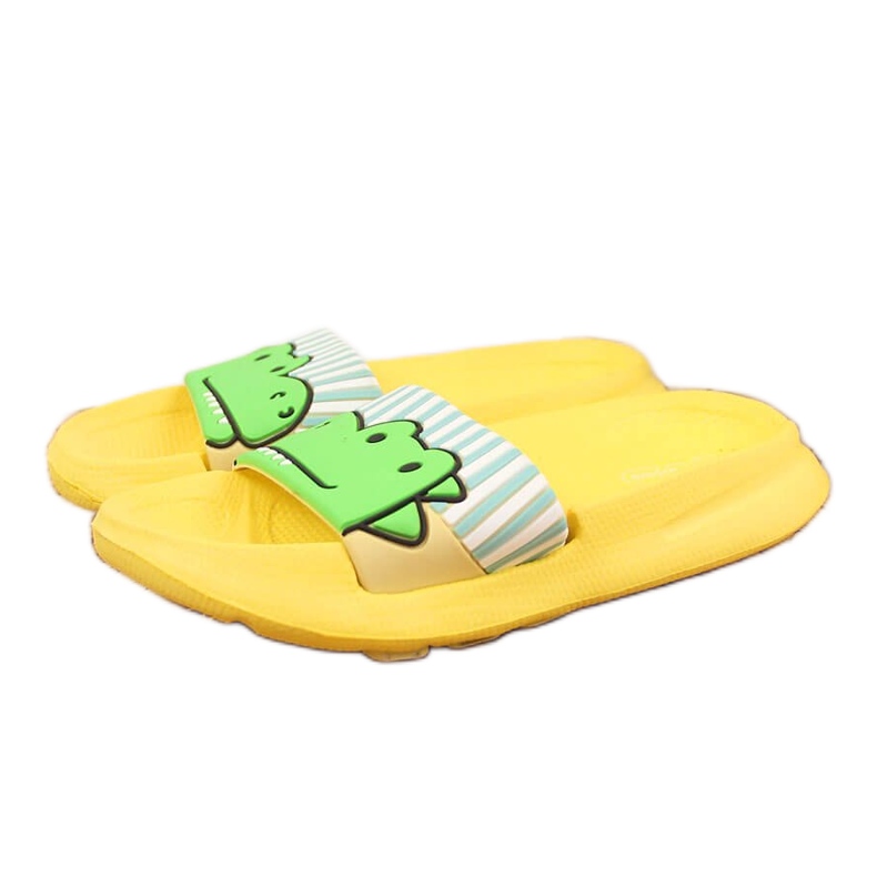 Chaussons en mousse pour enfants en mousse jaune Befado avec un alligator