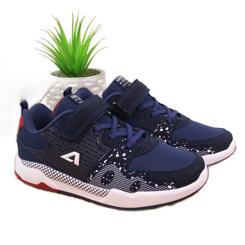 Chaussures de sport enfant bleu marine à scratch American Club