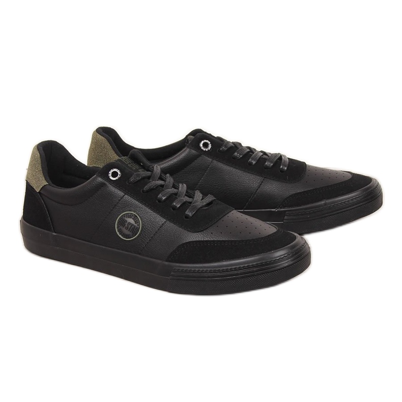 Baskets basses pour hommes en cuir écologique noir Big Star II174008 le noir